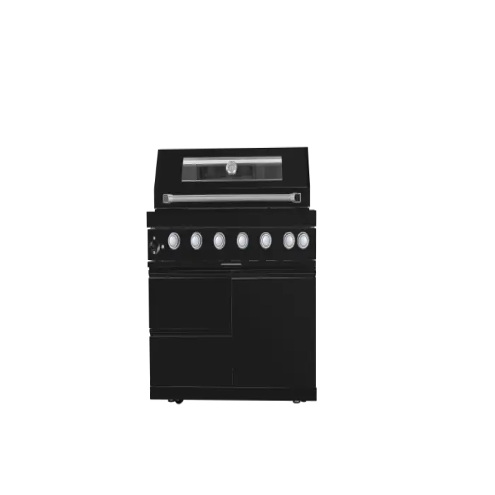 Black Outdoor BBQ Kitchen with Sink & Fridge for Garden or Outdoor