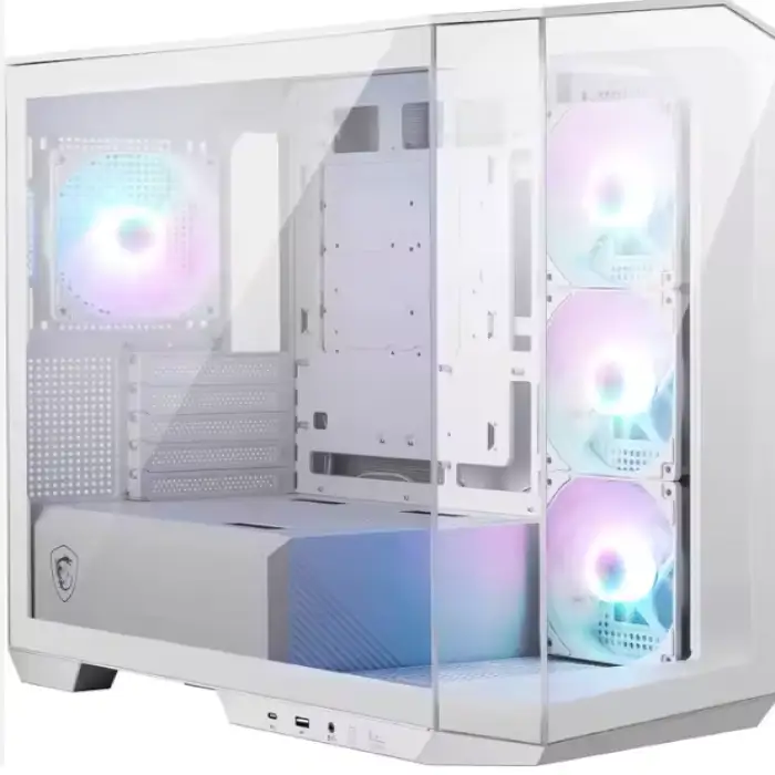 MSI MAG PANO M100R PZ White Premium Mid-Tower Gaming PC Case Tempered Glass Side Panel ARGB 120mm Fans White Color Case