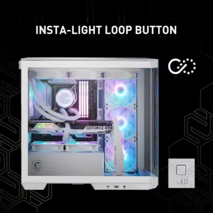 MSI MAG PANO M100R PZ White Premium Mid-Tower Gaming PC Case Tempered Glass Side Panel ARGB 120mm Fans White Color Case