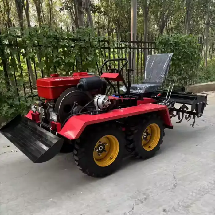 25HP tractor with 6 farm tools (soil shovel, rotary tiller, ditching machine, backfilling machine, front loader & trailer)