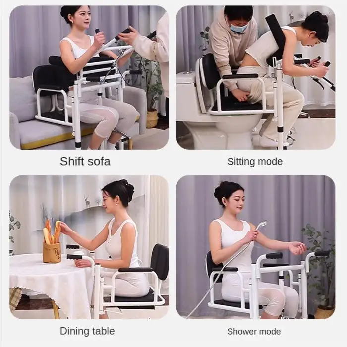 Lift Transfer Chair Elderly Care Device Folding Shower Toilet Bathroom Auxiliary Lifting Commode Chair for Disabled People