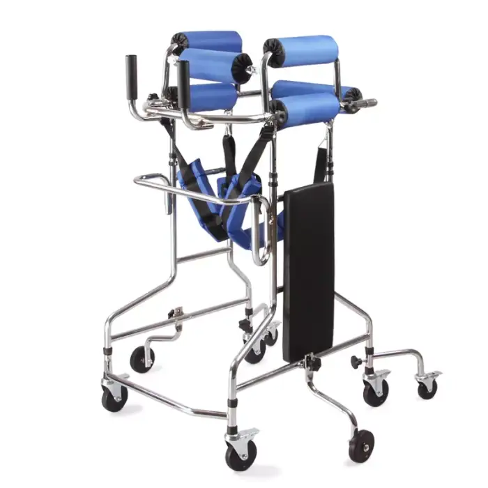 Hemiplegia Walker Stand Frame with Seat Wheel Rehabilitation Equipment Device Folding Height Adjustable Lower Limb Disabled