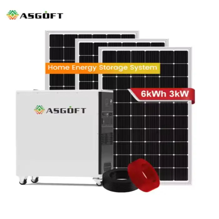 Asgoft Cheap 3000w Generator 3kw 6kw All in One Hybrid Portable Generator Energy Lifepo4 Battery Home Power Station Solar System