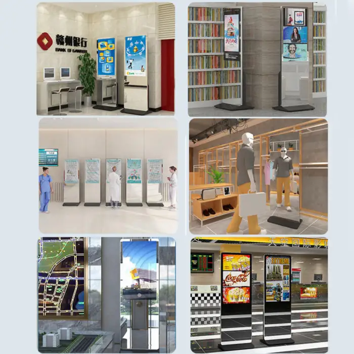 ultra Thin Mirror HD Advertising Screen Floor Standing Totem Digital Signage Advertising Screen