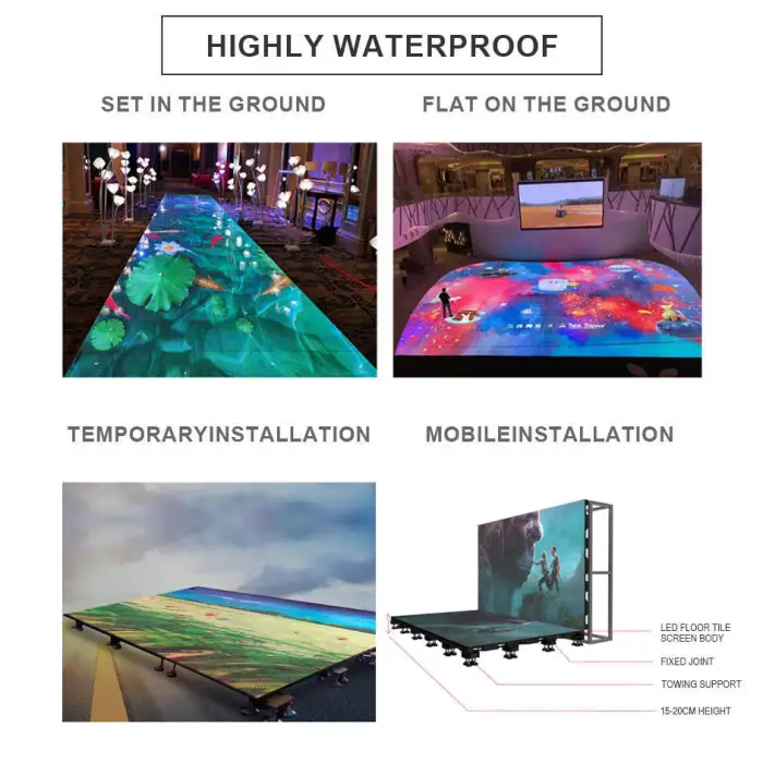 New Interactive Floor Led Display for Dancing KTV Museum Floor Mounted Led Screen P3.91 P4.81 Waterproof Led Dance Floor