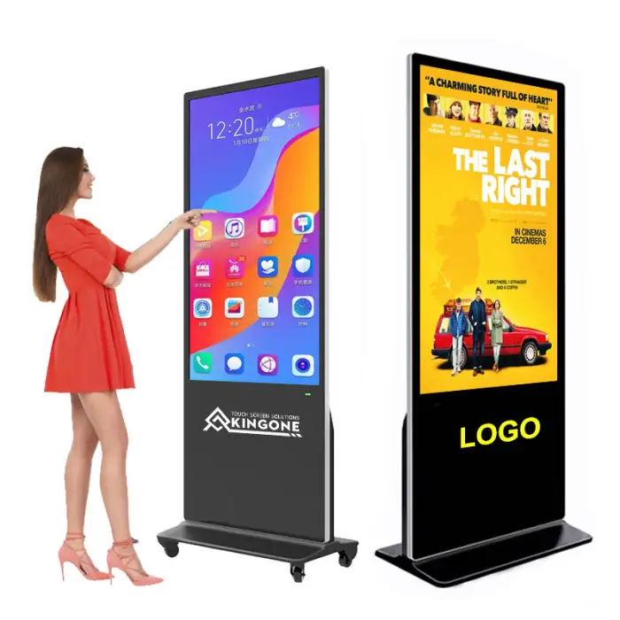 KINGONE Floor Standing LCD TV Video Player Touch Screen Interactive Kiosk Vertical Digital Signage Totem Advertising Display