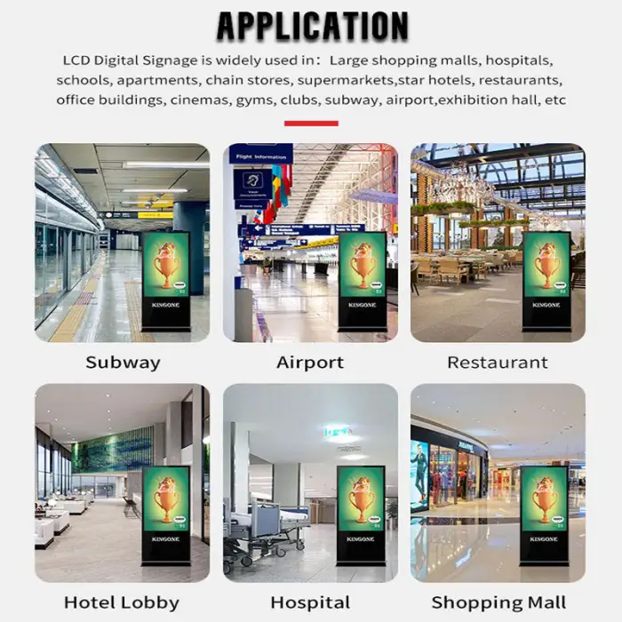 KINGONE Floor Standing LCD TV Video Player Touch Screen Interactive Kiosk Vertical Digital Signage Totem Advertising Display