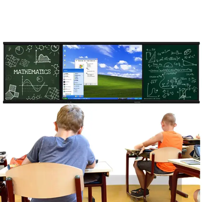 KINGONE Customized 86 Inch Sliding Smart Board 20 Points Touch Screen Classroom Teaching Interactive Nano Blackboard