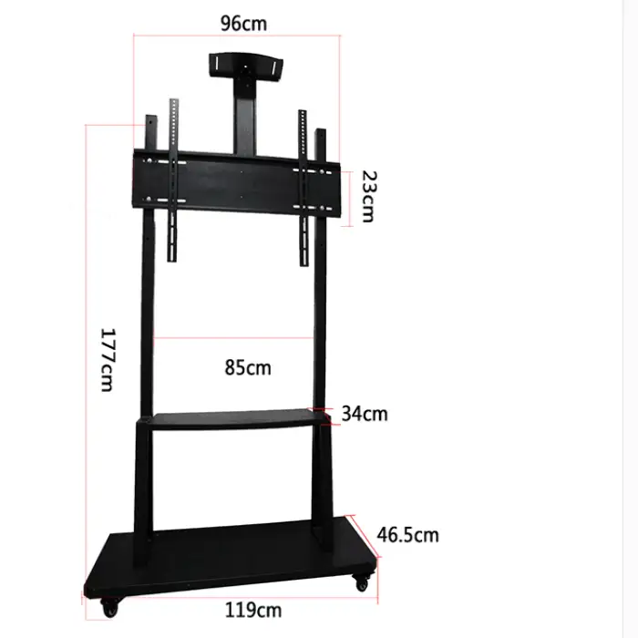 Interactive Whiteboard Mobile Tv Stand Fixture with Wheels for Interactive Board