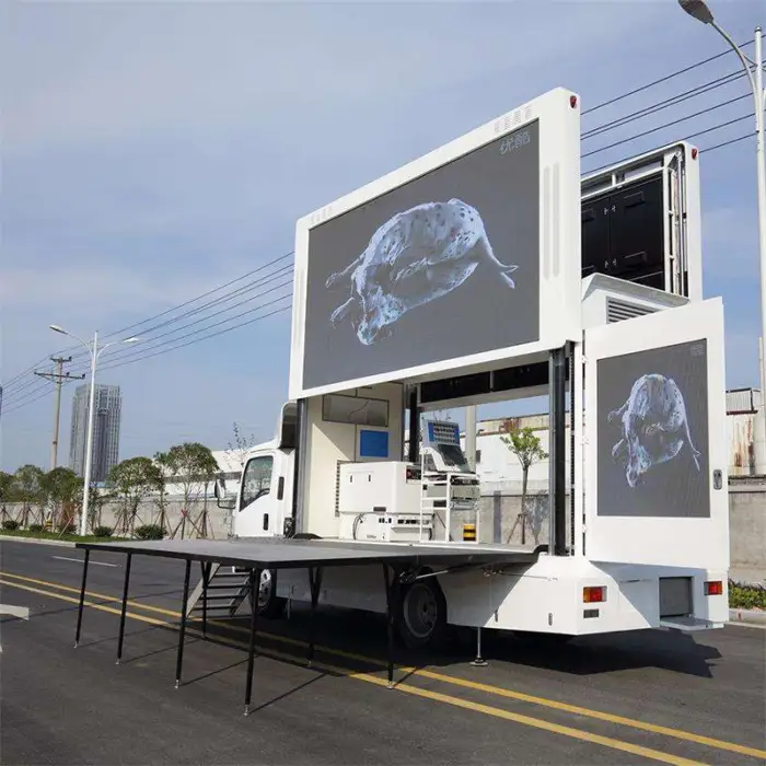 7.5 Meters Long Mobile LED Truck for 3 Sides Screen Mobile LED Vehicles Mobile Advertising Equipment Mobile LED Truck Body