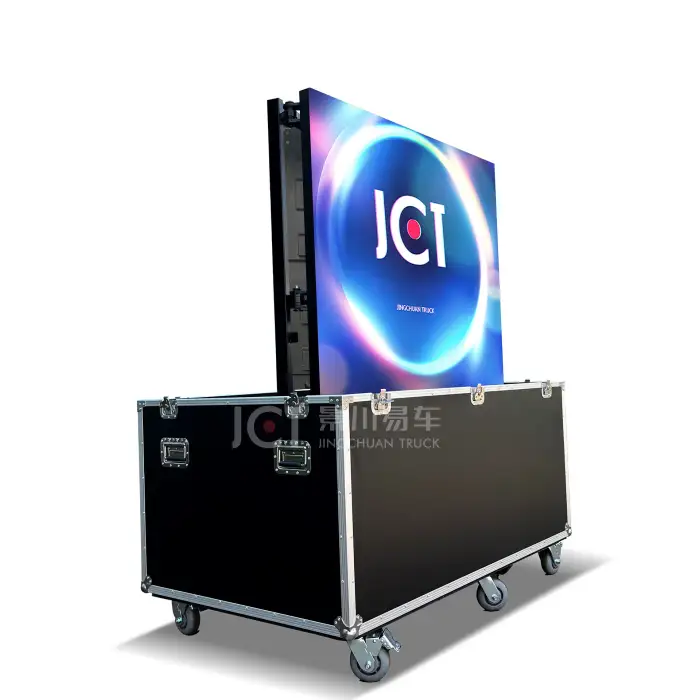 Outdoor Waterproof Mobile Small Pixel LED Screen Foldable Hydraulic Lifting Advertising Display Full Color Flight Case Trailer