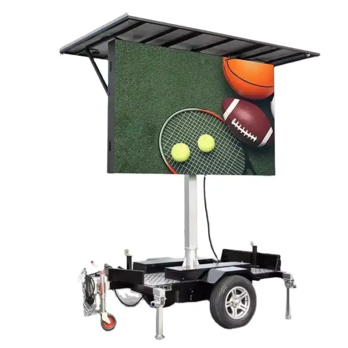 JCT Energy Saving Advertising Mobile Trailer Led Tv Screen with Solar Panels and Battery Management