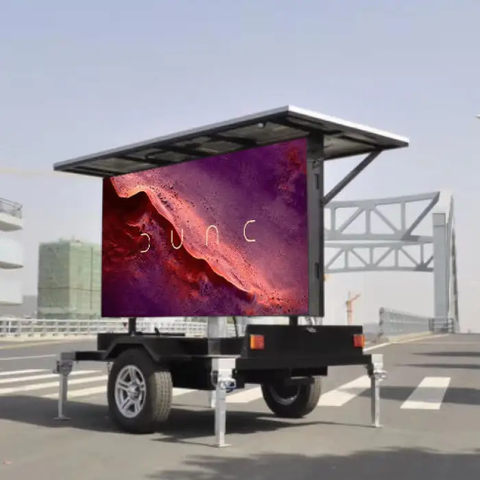 JCT Energy Saving Advertising Mobile Trailer Led Tv Screen with Solar Panels and Battery Management