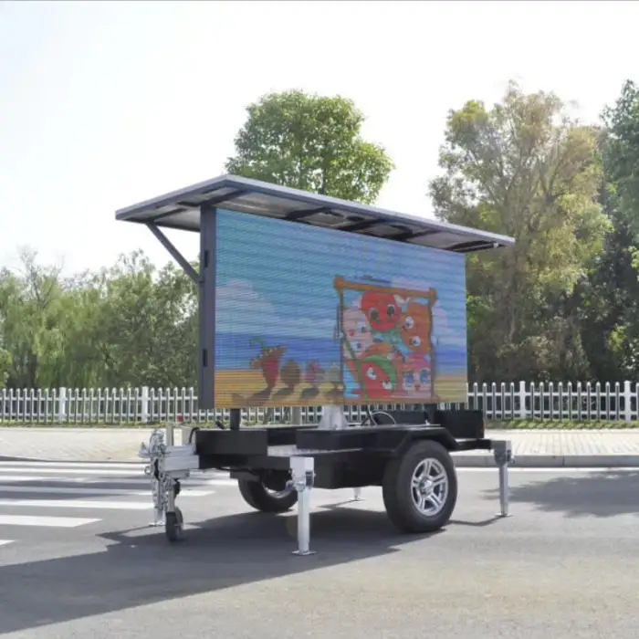 JCT Energy Saving Advertising Mobile Trailer Led Tv Screen with Solar Panels and Battery Management