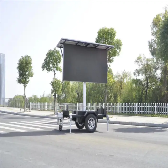 JCT Energy Saving Advertising Mobile Trailer Led Tv Screen with Solar Panels and Battery Management