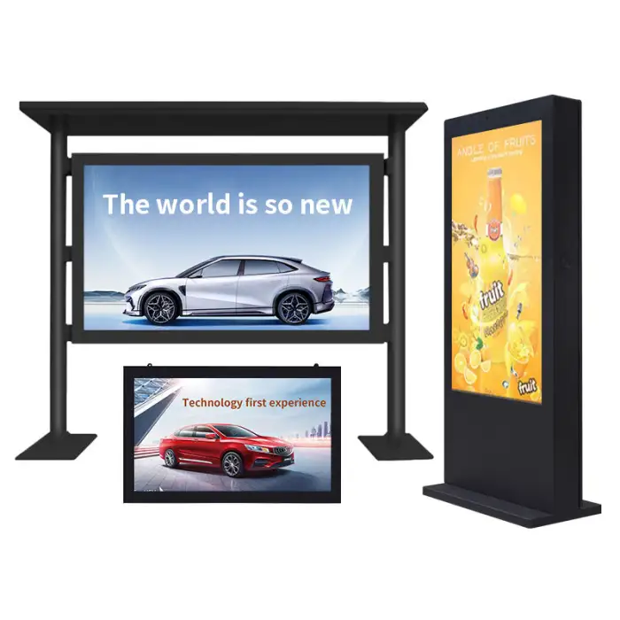 Waterproof IP65 Outdoor Advertising Equipment 43 49 55 Inch Floor Stand Digital Signage for Bus Stations and WiFi Totems