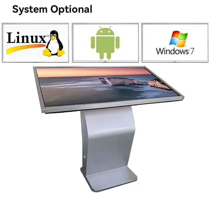 Ultra-Thin 50\" HD Interactive LCD Kiosk Touch Screen Floor Stand Self-Service Advertising Terminal Digital Poster