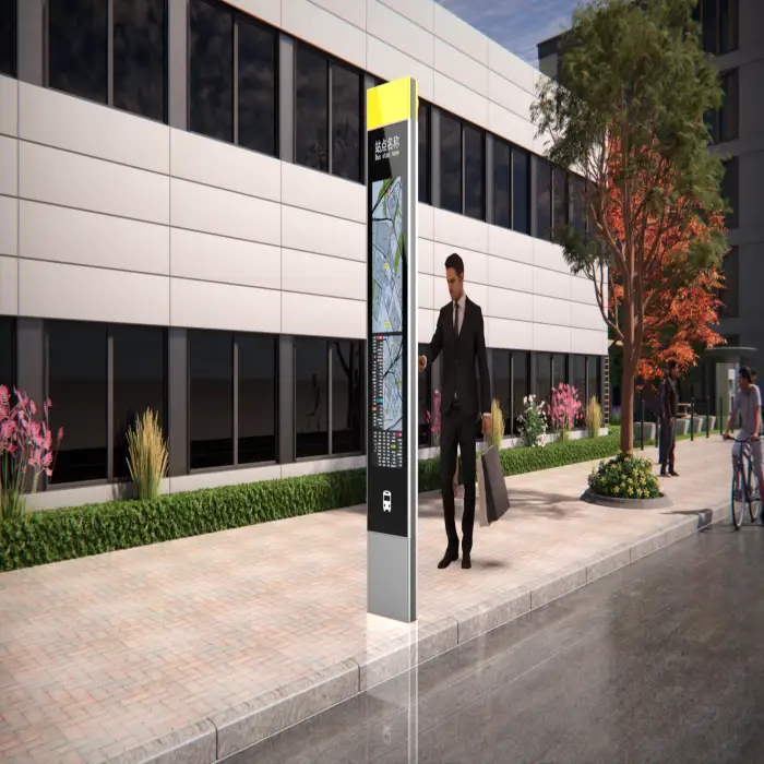 Outdoor Double Sided Pole Street Bus Stop Digital Signage with Light Box Advertising Billboard