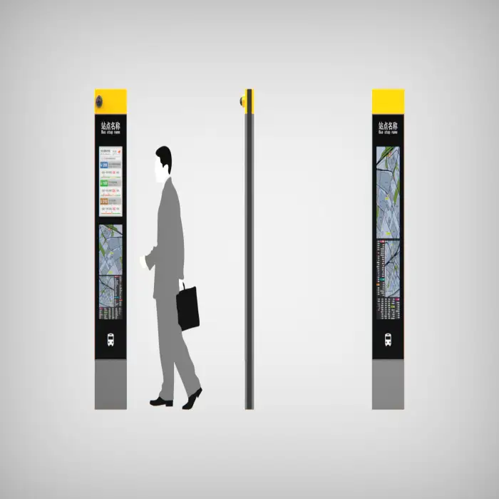 Outdoor Double Sided Pole Street Bus Stop Digital Signage with Light Box Advertising Billboard