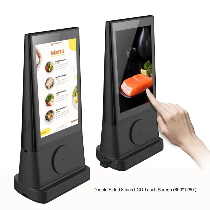 Restaurant WIFI Double Sides 8 Inch Touch LCD Digital Table Top Advertising Display Player Menu Display