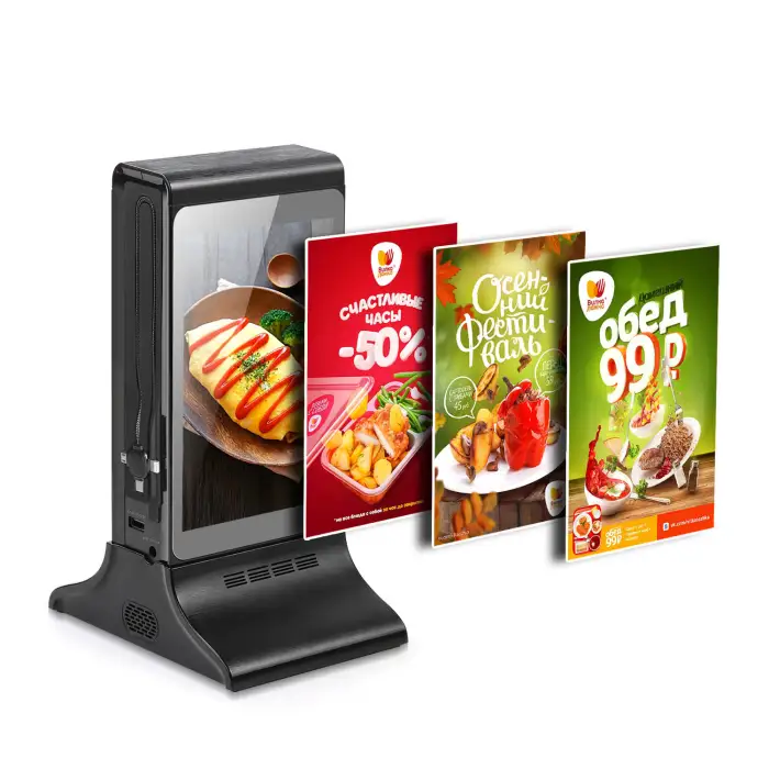 7 Inch Portable Table Top Double Side Restaurant Table Digital Advertising Menu Display