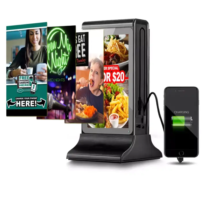 7 Inch Portable Table Top Double Side Restaurant Table Digital Advertising Menu Display