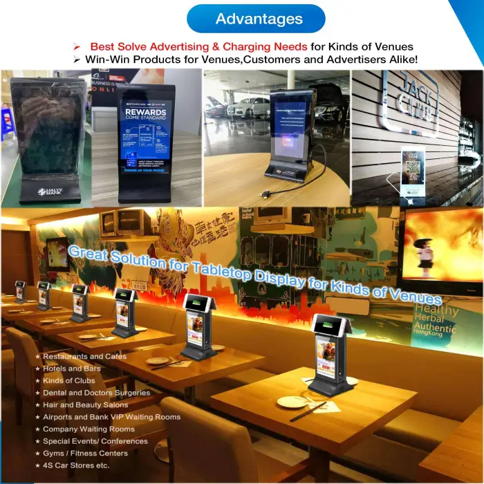 7 Inch Portable Table Top Double Side Restaurant Table Digital Advertising Menu Display