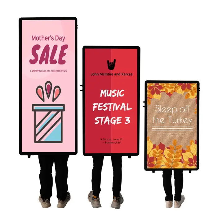 High Resolution LED Display Light Box Rectangle Shape Digital Signage Walking Billboard Backpack Scrolling Screen Advertising