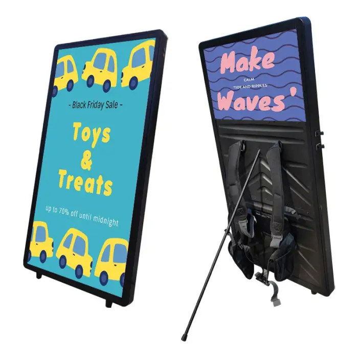 High Resolution LED Display Light Box Rectangle Shape Digital Signage Walking Billboard Backpack Scrolling Screen Advertising