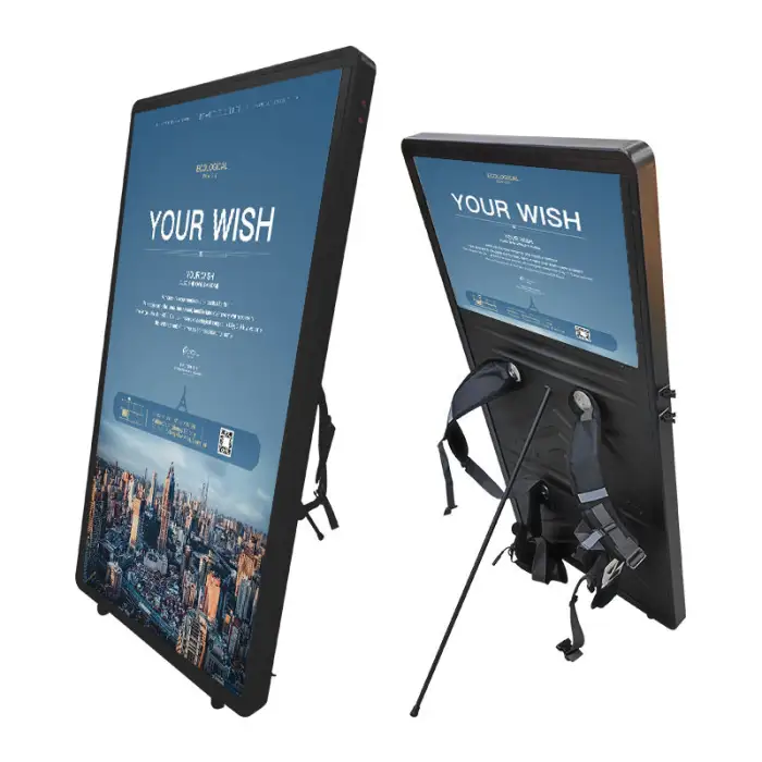 High Resolution LED Display Light Box Rectangle Shape Digital Signage Walking Billboard Backpack Scrolling Screen Advertising