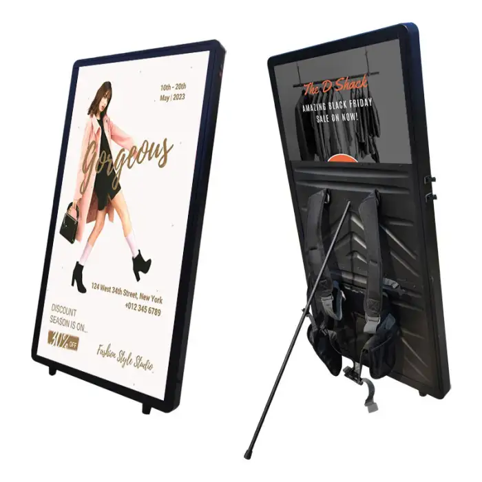 High Resolution LED Display Light Box Rectangle Shape Digital Signage Walking Billboard Backpack Scrolling Screen Advertising