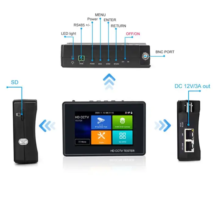 EU Warehouse 4inch Touch Screen H.265/H.264 IP 8MP AHD 8MP CVI 8MP TVI POEDC12/3A Housing