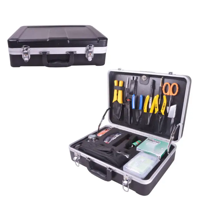 Softel 34 in 1 FTTH fiber optical kit professional optic tool box network tool kits with tweezer microscope stripper