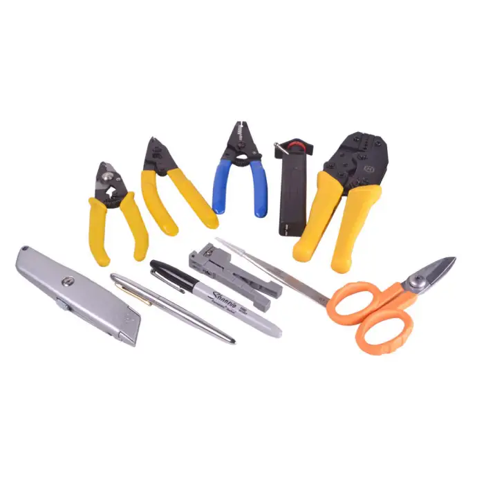 Softel 34 in 1 FTTH fiber optical kit professional optic tool box network tool kits with tweezer microscope stripper