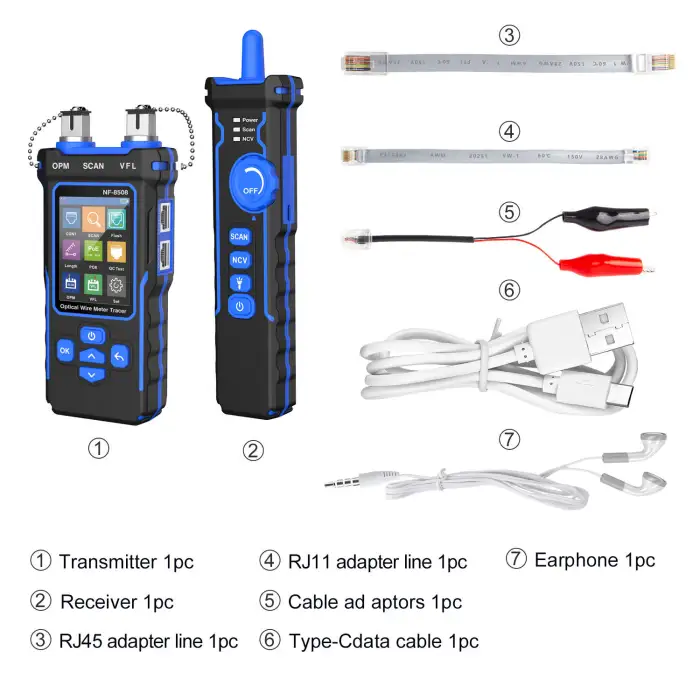 NF-8508 Optical Wire Meter Tracer Multifunctional LCD Cable Tester Tool for POE Networks Fiber Cleaver