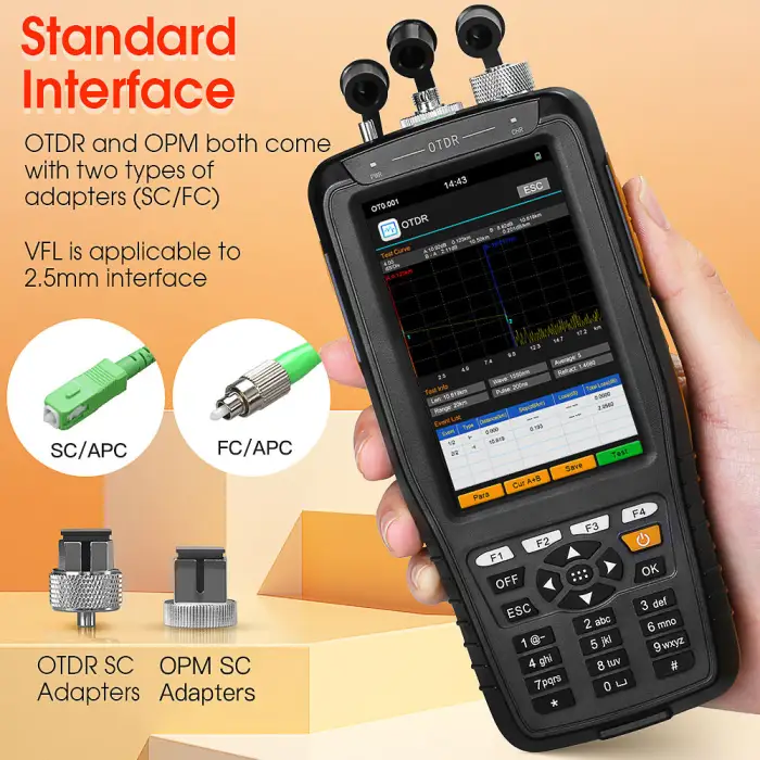 OPM VFL OLS 60KM Smart Optical Fiber Tester Mini OTDR 1310 1550nm Fiber Optic Cable Testing Tool Used FTTX WiFi Compatible