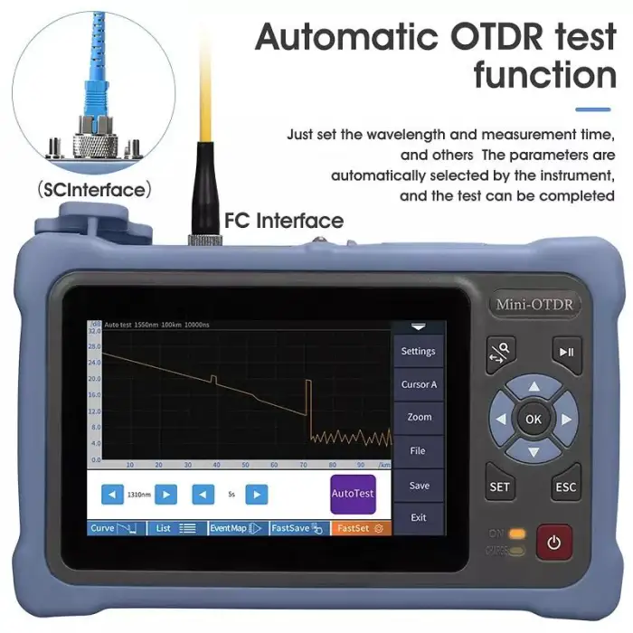 MINI OTDR NK4000D 1310/1550nm 26/24dB Fiber Optic Reflectometer Touch Screen VFL OLS OPM Event Map Ethernet Cable Tester