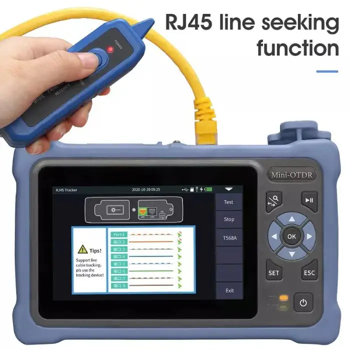 MINI OTDR NK4000D 1310/1550nm 26/24dB Fiber Optic Reflectometer Touch Screen VFL OLS OPM Event Map Ethernet Cable Tester