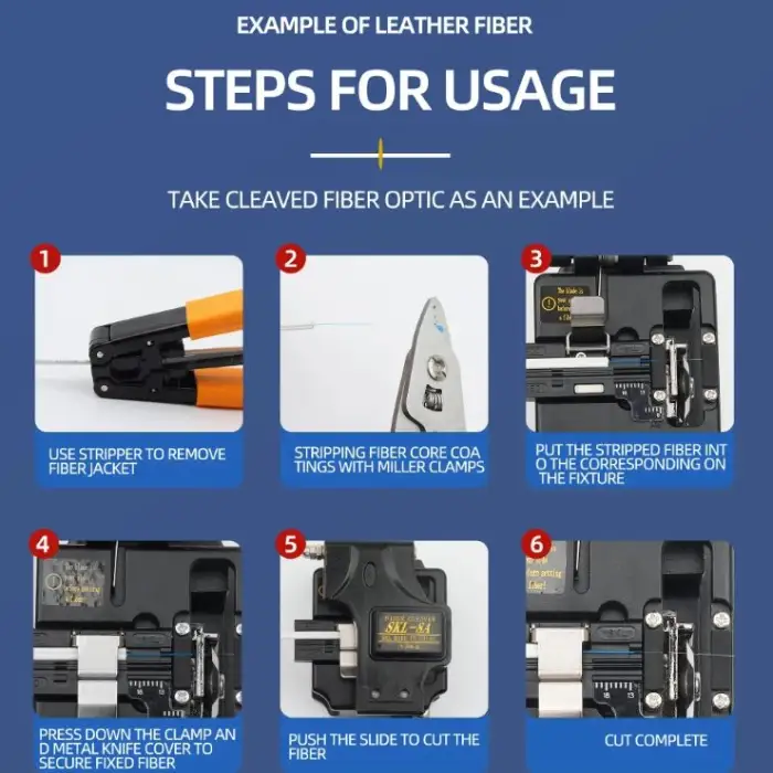 High Precision SKL-8A Fiber Cleaver Blue Optical Cutting Knife for FTTH Network Used in Gpon and Bluetooth Systems