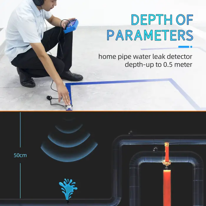 NPQWT QD50 Pipes Leak Detection Device Walls Floors Leakage Home Use Water Leak Detector