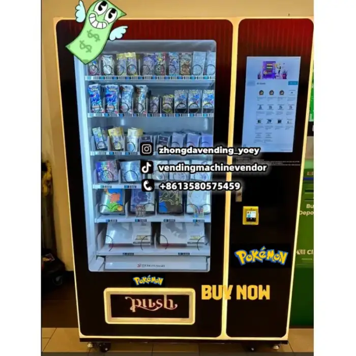 Small Cash and Credit Card Operated Trading Card Vending Machine Customized Graphic Design