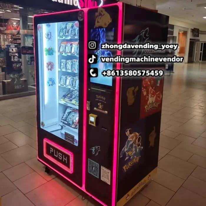 Small Cash and Credit Card Operated Trading Card Vending Machine Customized Graphic Design