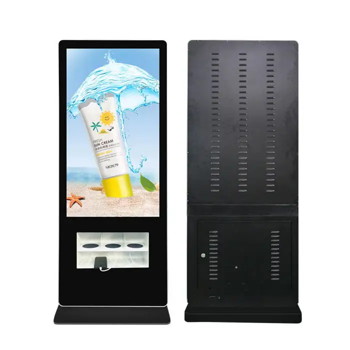 55 Inch Phone Charging Station Vending Machine Digital Advertising Display Screen with Mobile Cell Phone Charging Kiosk