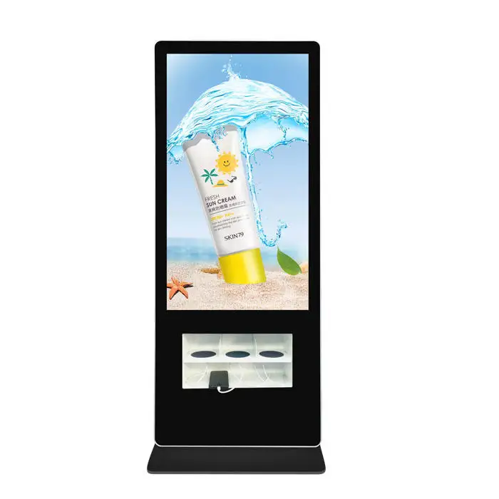 55 Inch Phone Charging Station Vending Machine Digital Advertising Display Screen with Mobile Cell Phone Charging Kiosk