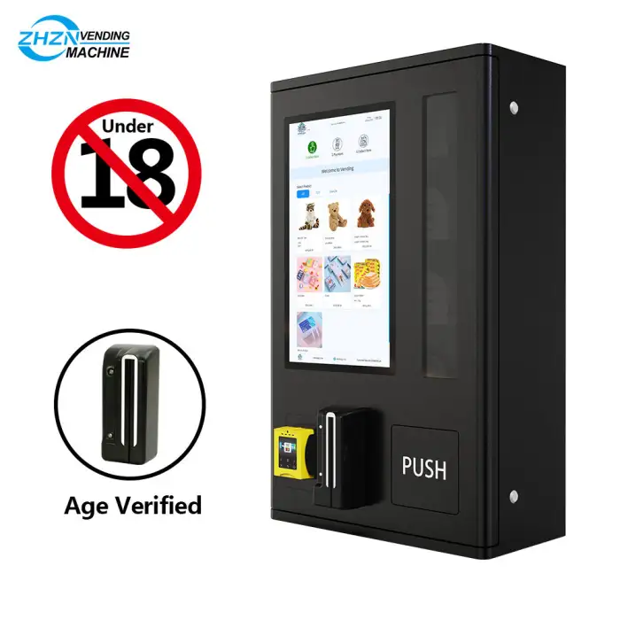 21.5 Inch Touch Screen Age Verification Mini Vending Machine Wall Mounted Vapeses Vending Machine With Card Payment Support 4G