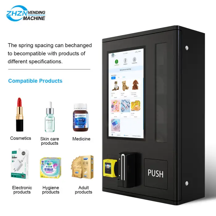 21.5 Inch Touch Screen Age Verification Mini Vending Machine Wall Mounted Vapeses Vending Machine With Card Payment Support 4G