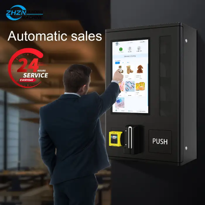 21.5 Inch Touch Screen Age Verification Mini Vending Machine Wall Mounted Vapeses Vending Machine With Card Payment Support 4G