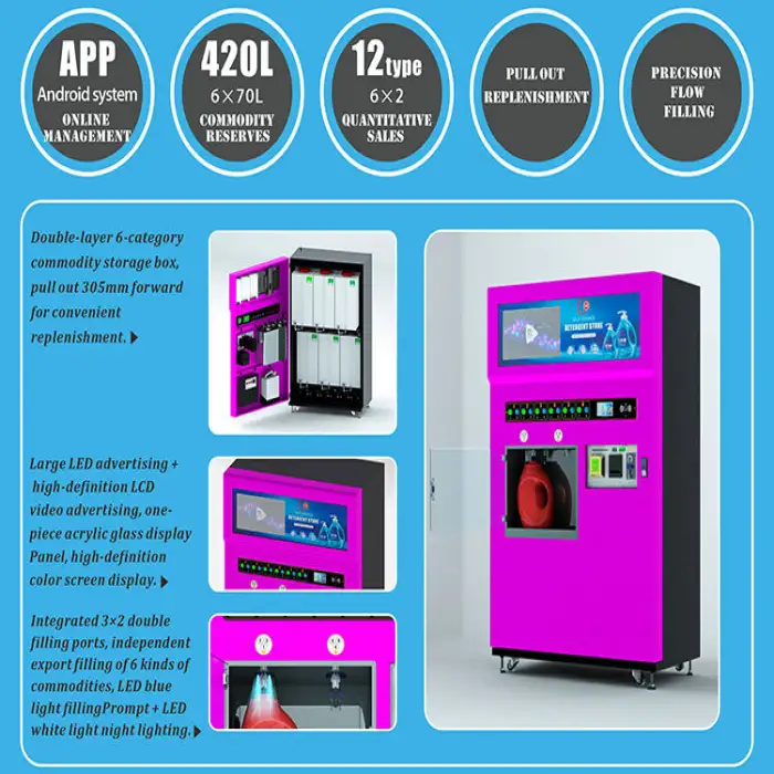 Android Version Coin Operated Vending Machine Liquid Detergent Dispenser Vending Machine