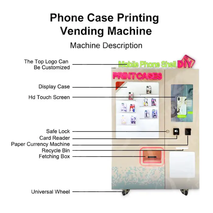 Custom Phone Case Automatic Printer Vending Machine Self-service Phone Case Vending Machine With Credit Card Payment System