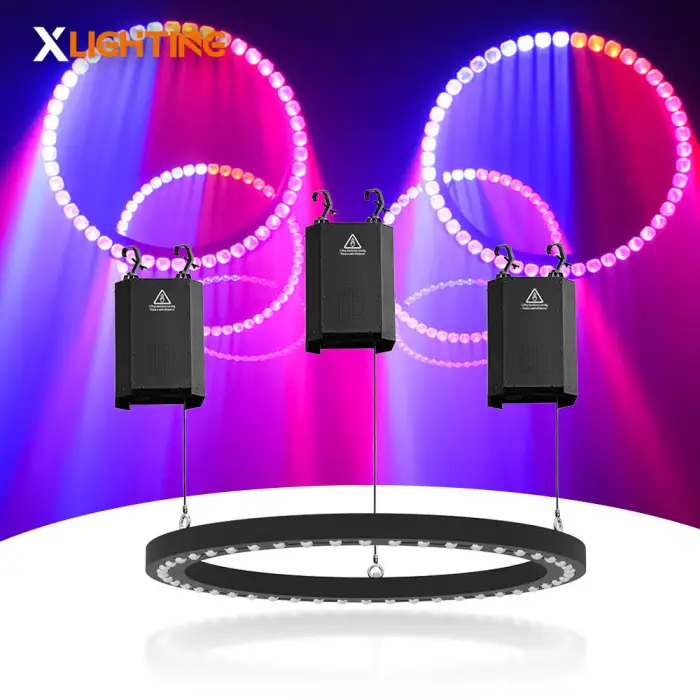 Dmx Winch Led Kinetic Lighting Night Club 48*15W RGBW Led Kinetic Beam Ring Light